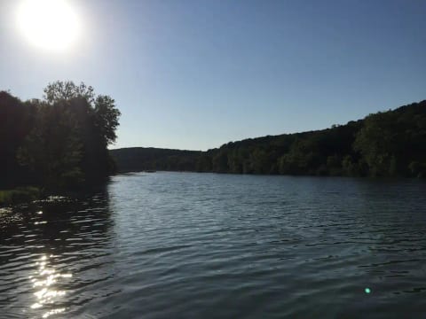 At the river park. Paddle upstream to the flats.