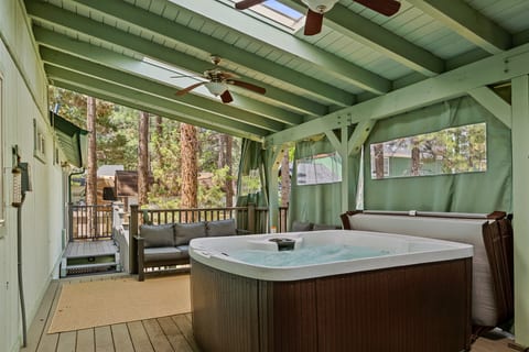 Unwind in the covered hot tub.