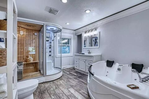 Spa-like bathroom is a FAVORITE feature by all guests.