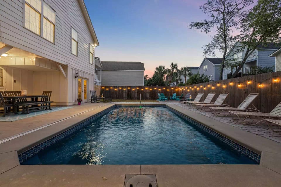 The Coastal "N" pool is extra inviting at dusk