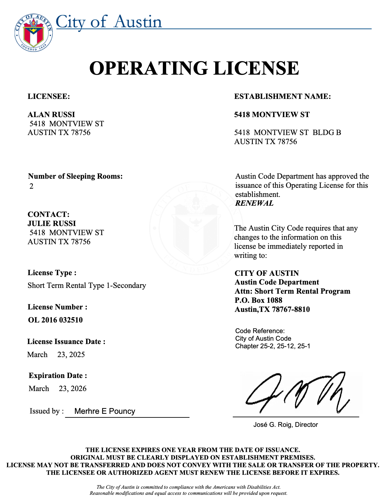 Operating License