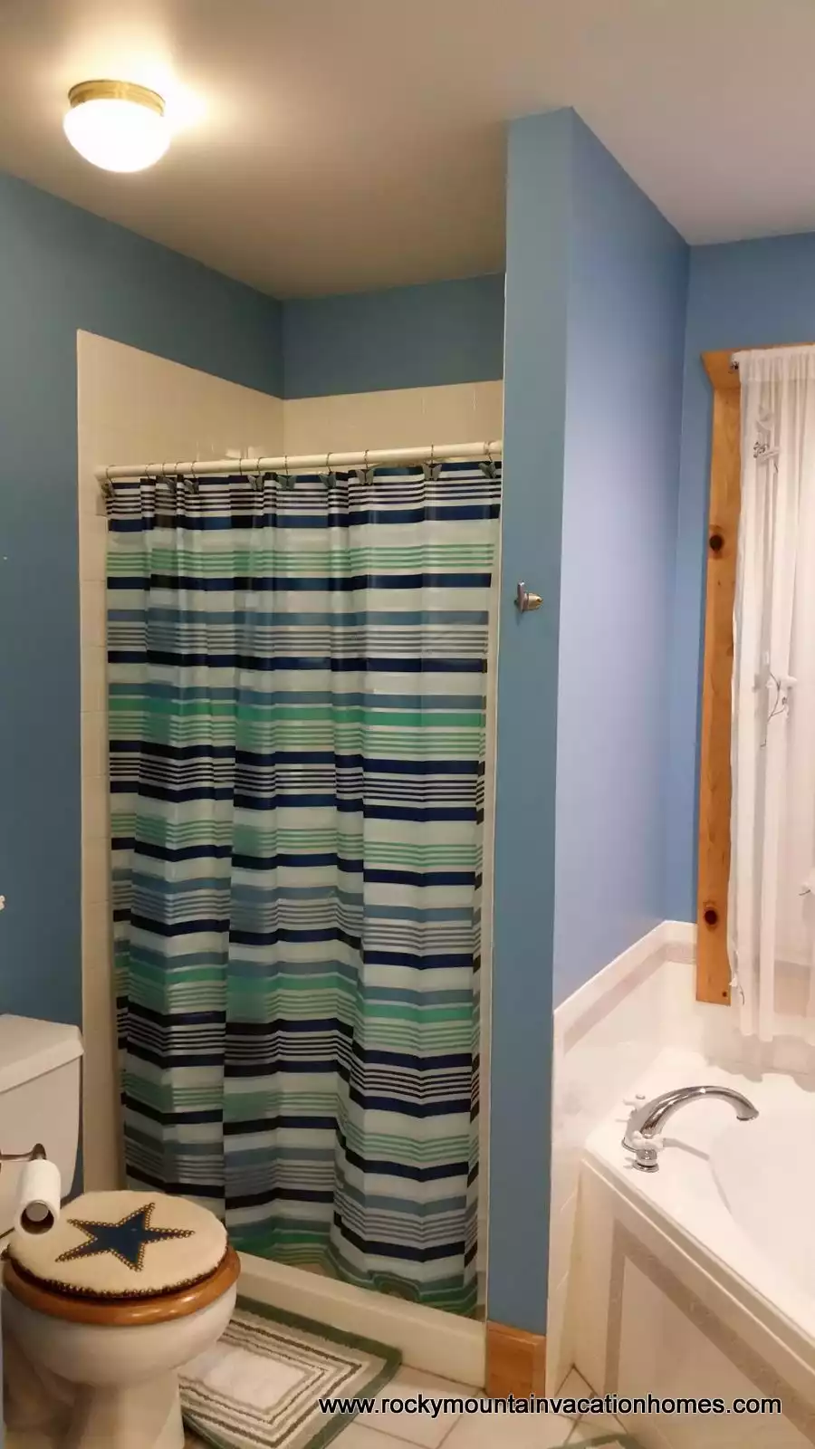 Master has separate shower and soaking tub
