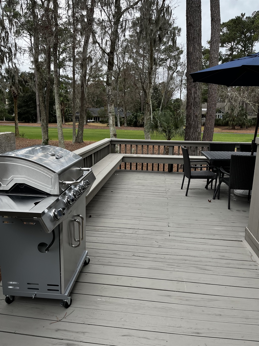 New BBQ grill and built-in bench seats 