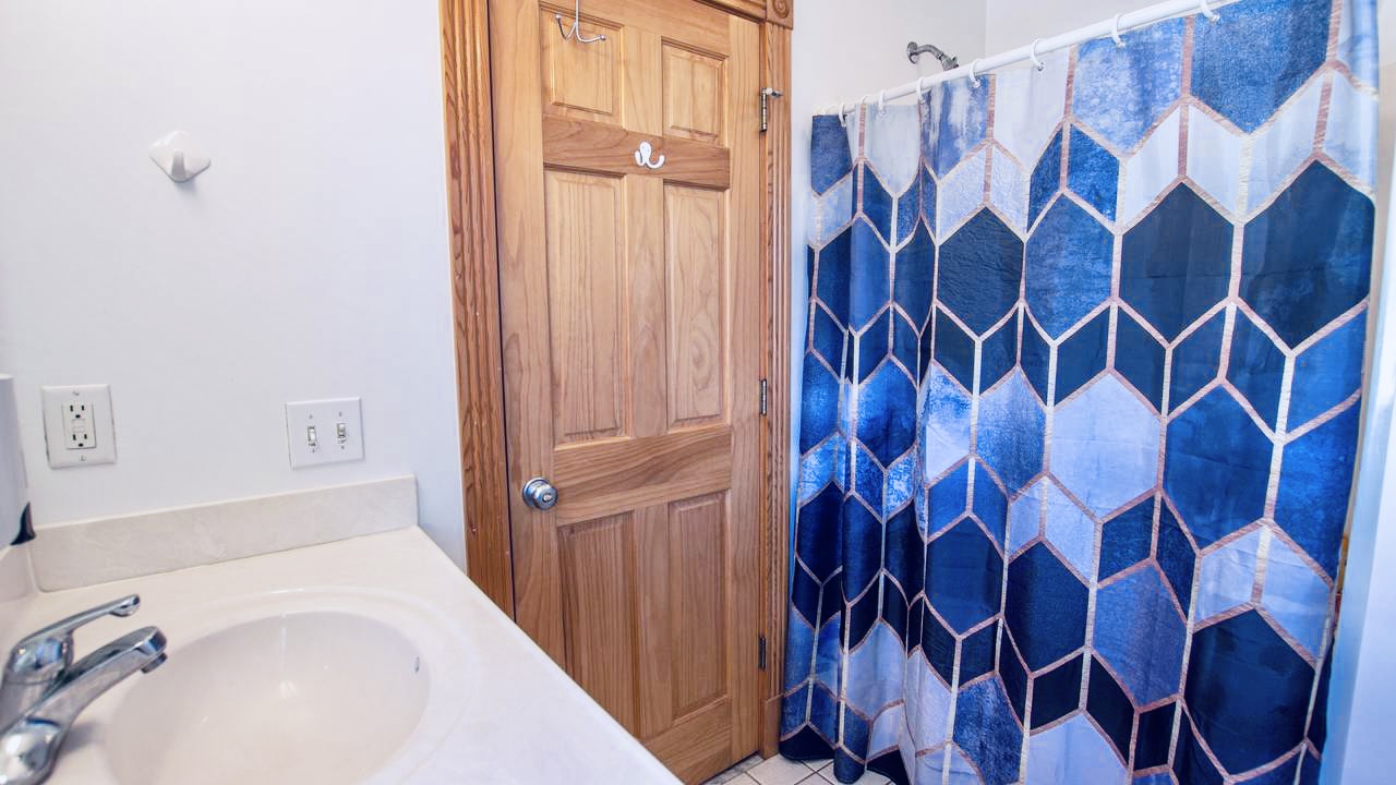 Bathroom with shower.