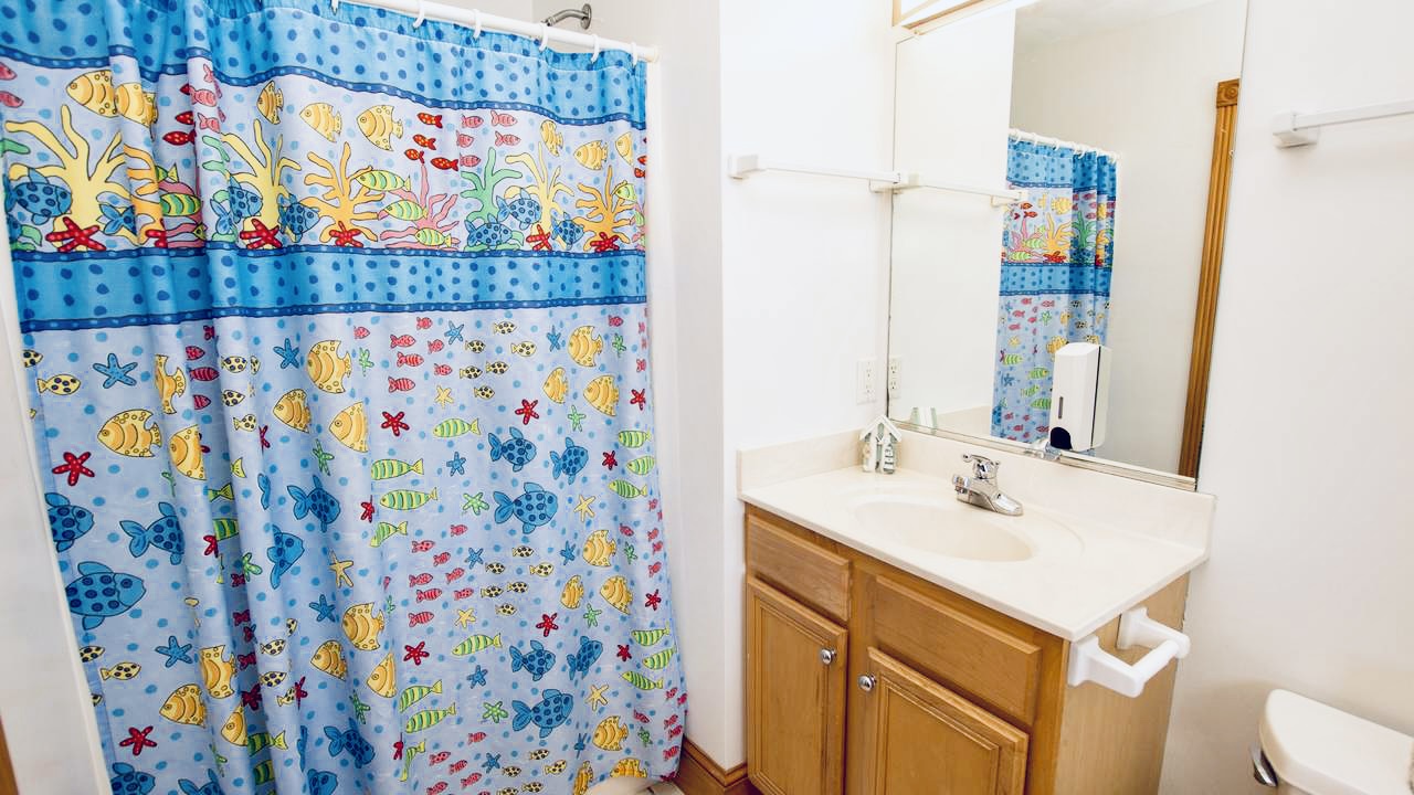 bathroom with coral theme