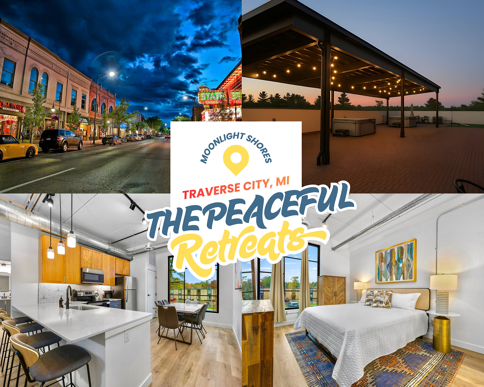 Stay close to everything, from wineries to the vibrant energy of Front Street then retreat to your brand-new condo, where two king bedrooms and rooftop hot tubs await.