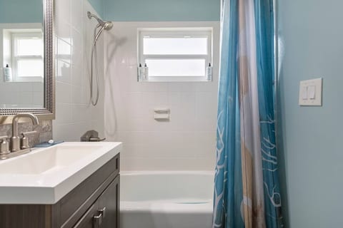The bathroom is modern and stylish.