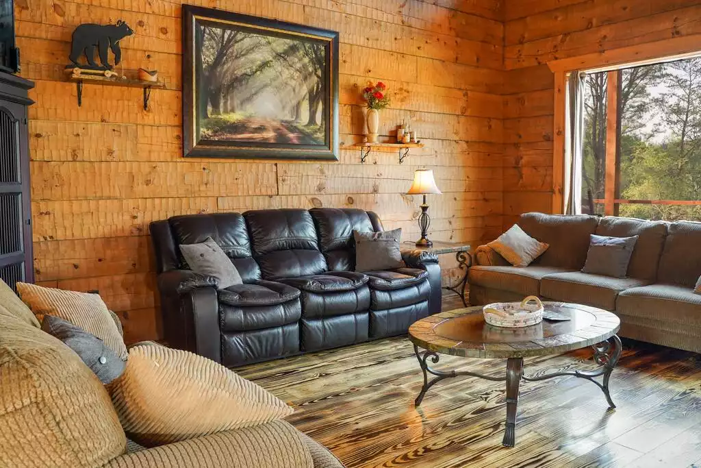 Living room SkyView - 2 Cabin Large Group Retreat - Great Smoky Mountains