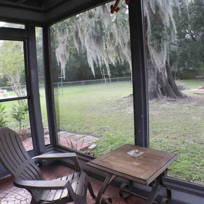 The large fenced backyard includes a very large oak with typical spanish moss (a great place for morning coffee or an evening cocktail).  ...Or to watch your pet enjoy the space. - Comfortable Pet-friendly home w/ large fenced yard - Jacksonville