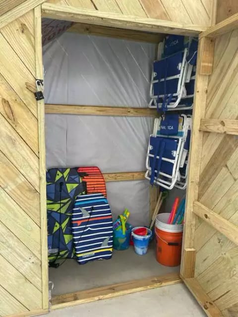 Plenty of buckets, shovels, and toys for making sand castles and memories at the beach!