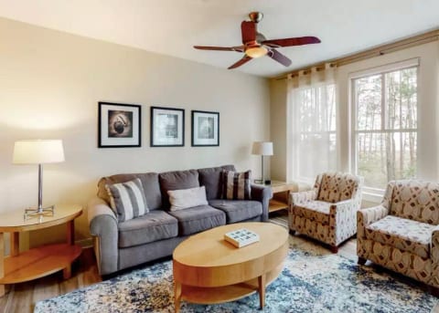 Super comfy living area overlooks the large balcony and it’s beautiful views
