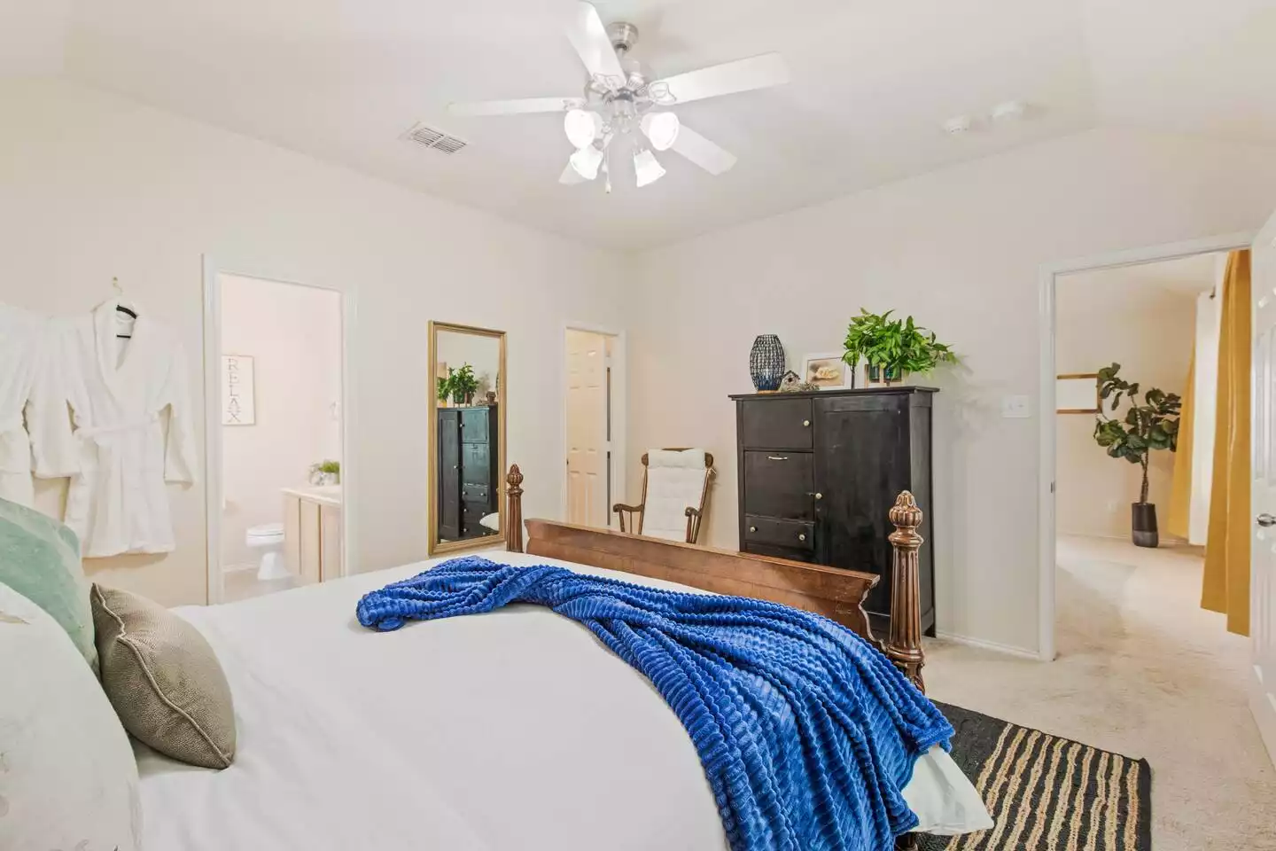 Take a nap on our plush master bed as you unwind after a long day. Take a nap on our plush master bed as you unwind after a long day. - The Birdhouse - Keller