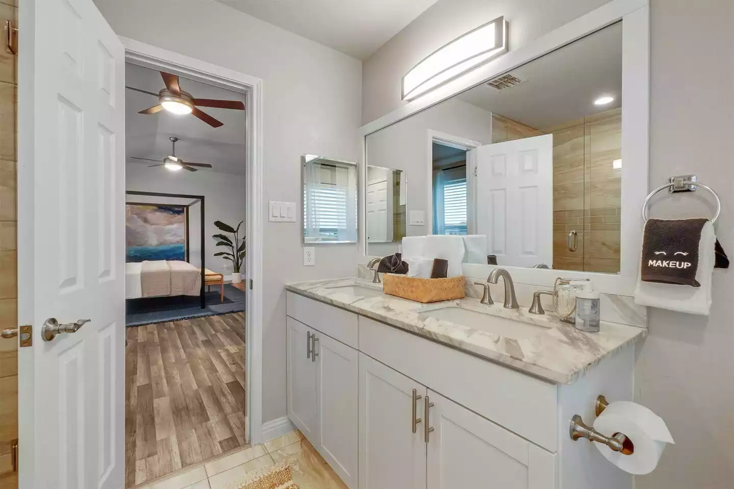Master suite bathroom with his and her sinks. Master suite bathroom with his and her sinks. - The Coastal Breeze - Keller