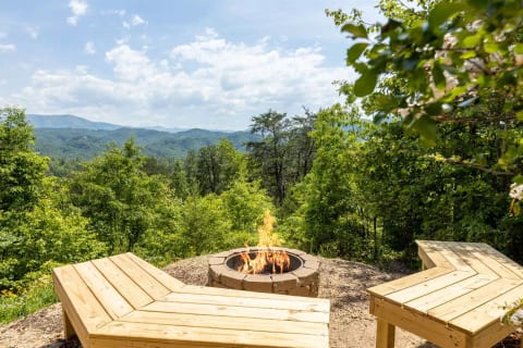 Enjoy hot dog and smores from the firepit