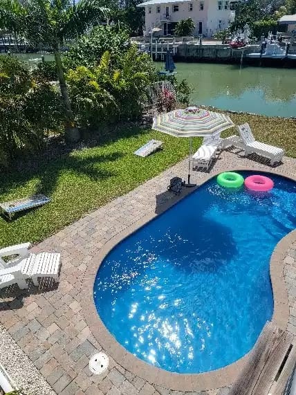 Enjoy an afternoon game of cornhole or soak up the sun in or out of the pool!