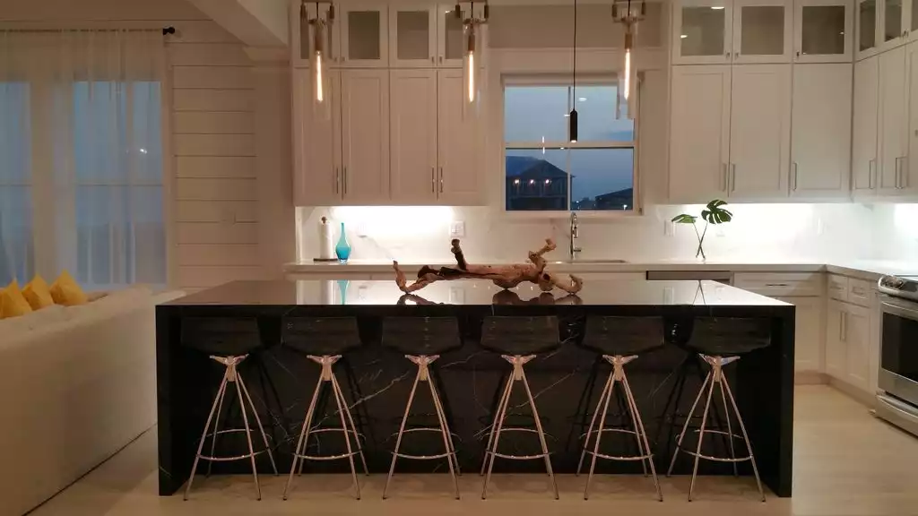 1st floor:  Kitchen with the gorgeous waterfall kitchen island. - Wilde Dunes - Galveston