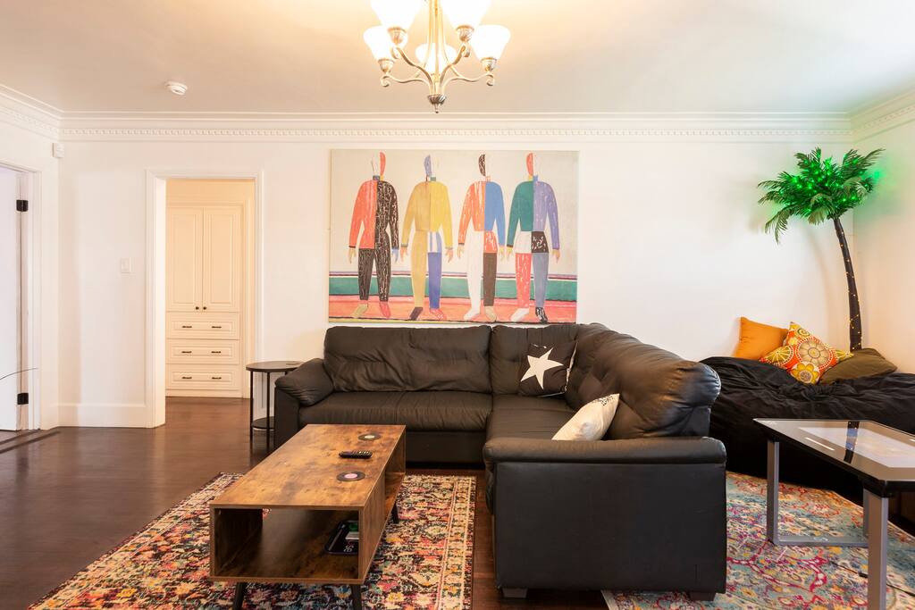 Living room couch. Can sleep 2. Huge xxl chill sack bean bag in the corner can sleep 2. Living room couch. Can sleep 2. Huge xxl chill sack bean bag in the corner can sleep 2. - 420 Friendly Stay LA with Game Room By Sofi & LAX! - Los Angeles County