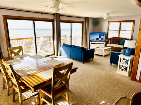 Living and dining room with a view of the Sound