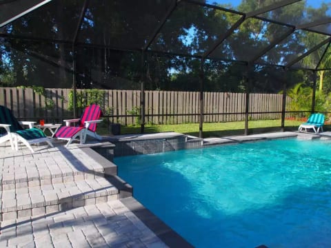 Pool with waterfall