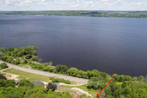 Aerial view of Lake Pepin above our cabin