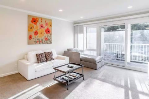 Enjoy reading or watching tv from the comfy love seat.