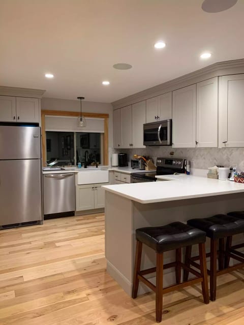 Full kitchen with breakfast bar; 2nd floor