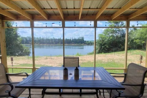 Screened in Patio with a view of the TN River
