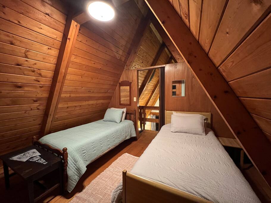 twin beds accessed from the loft of the A-frame. - Secluded A-Frame Cabin near Penn State, Tussey Mtn - Centre Hall