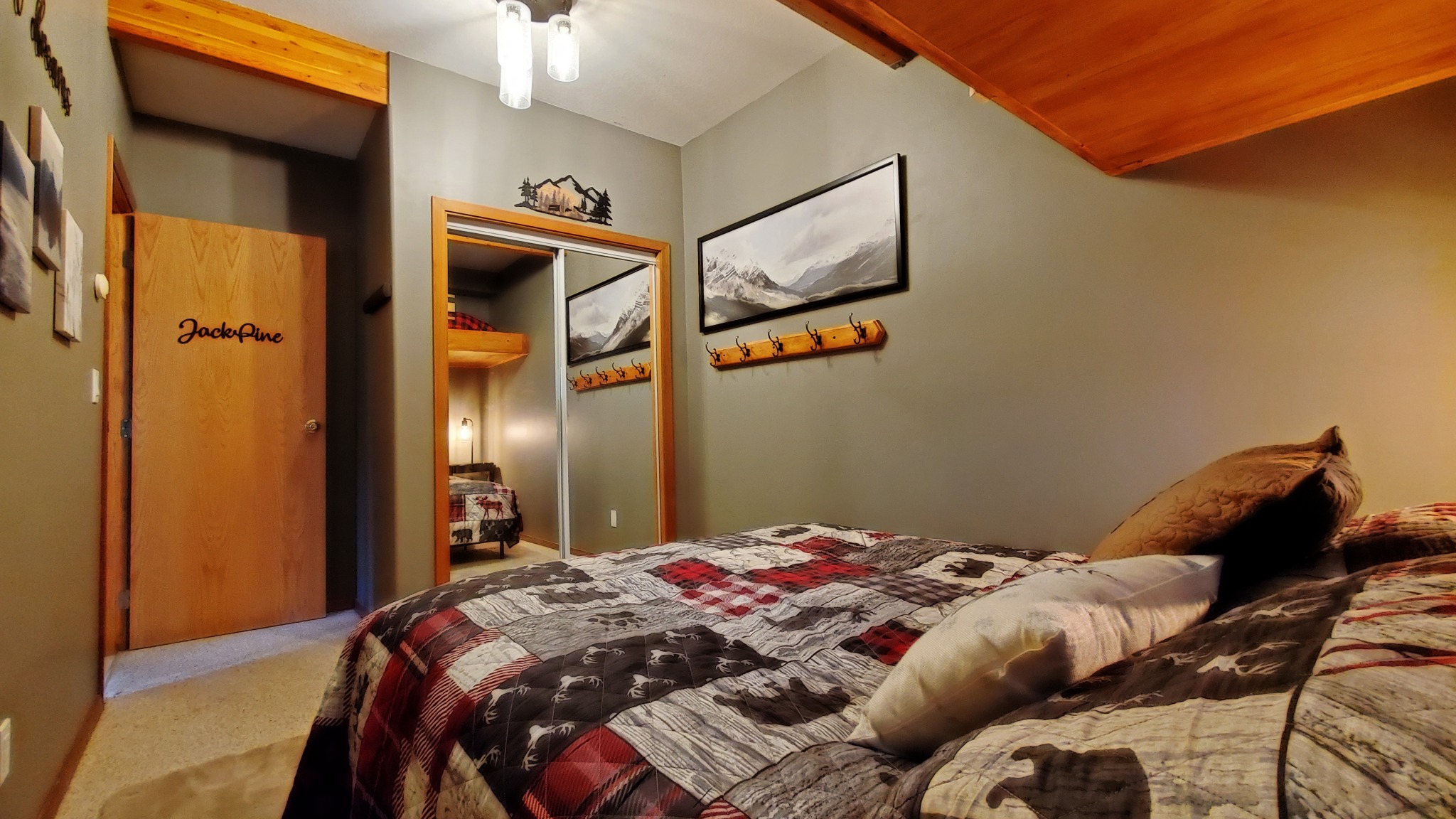 Jack Pine has a handy mirrored closet - Sugar Pine Suite at Pinetree Chalet; View, Hot Tub - Sun Peaks