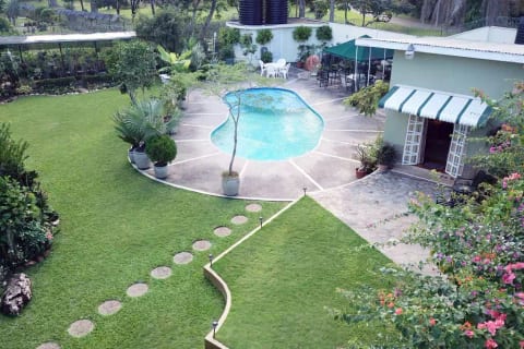 View of the gardens and shared pool.