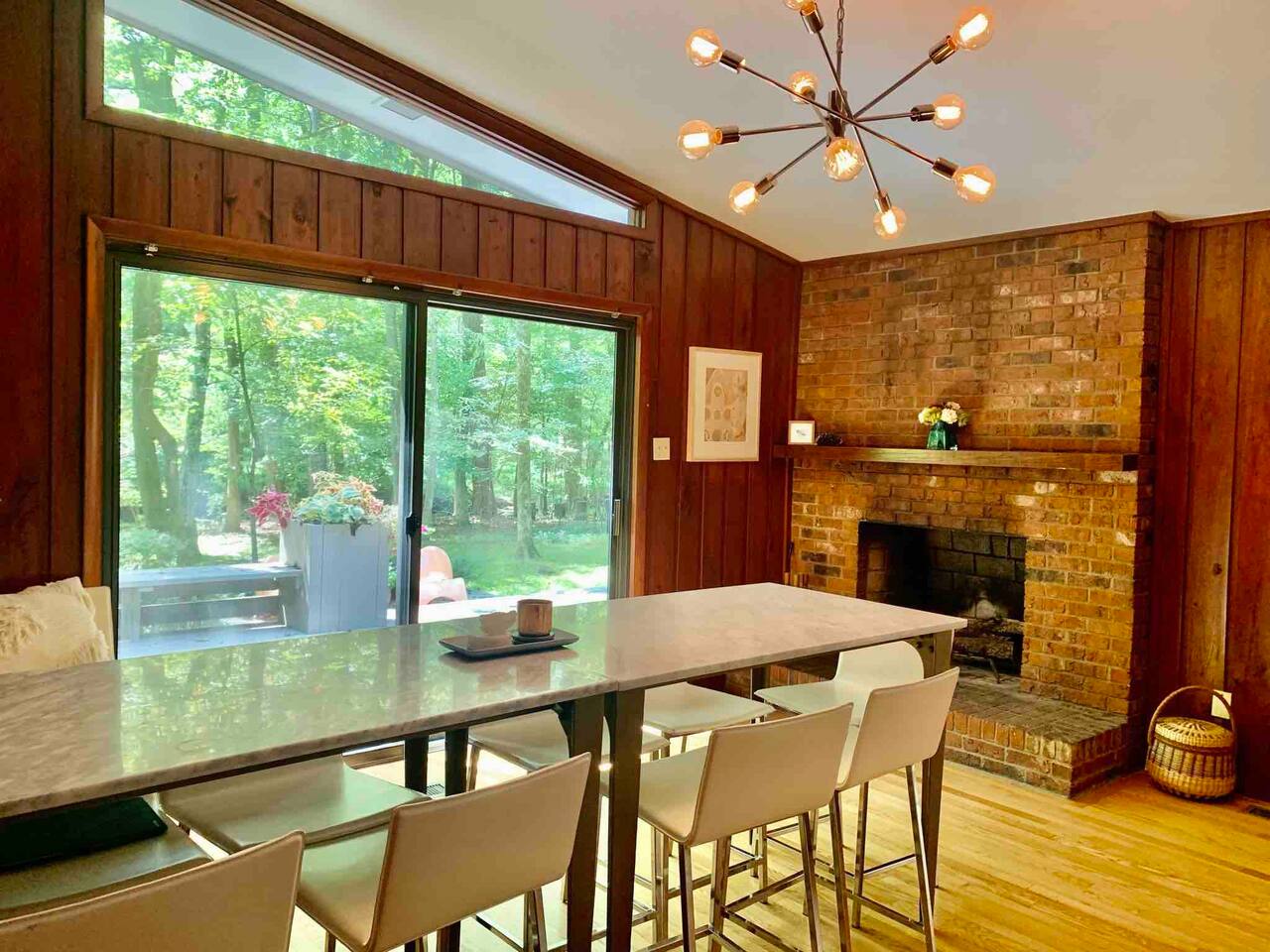 Experience the Perfect Balance of Formality and Playful Luxury in this Dining Room.  - Mid-Century Designer w/ King Beds & Sonos Stereo - Chapel Hill