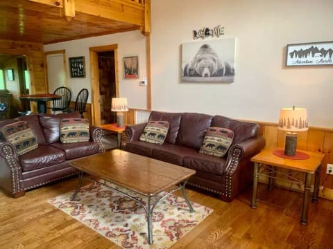 Living room on main level with queen sleeper sofa
