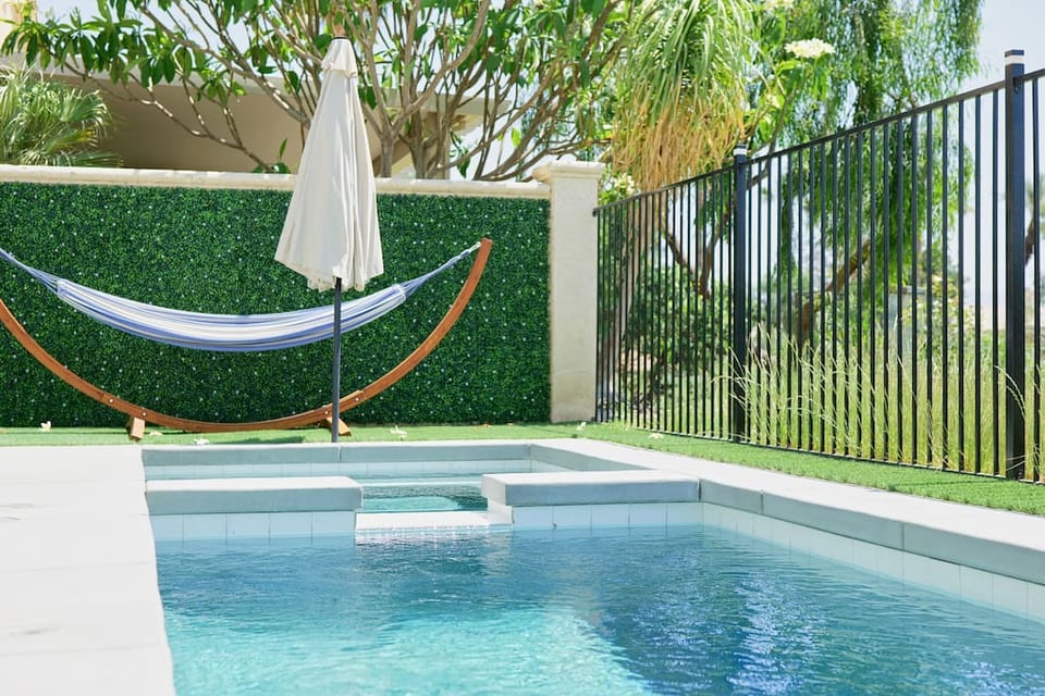 Newly added saltwater pool and spa