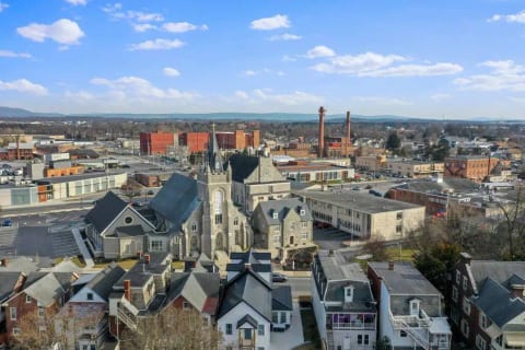 Our building faces the beautiful Corpus Christi church and offers an amazing central location to all amenities downtown Chambersburg has to offer.