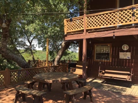 Two huge decks with plenty of shade and outdoor seating.