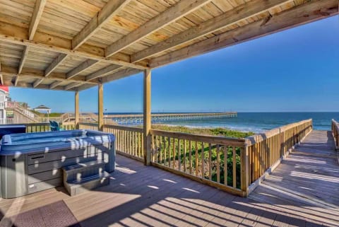 Relax in the hot tub from the privacy of the 2nd story deck while you listen to the ocean waves. (Please note, there is an outdoor shower to rinse before entering the hot tub)