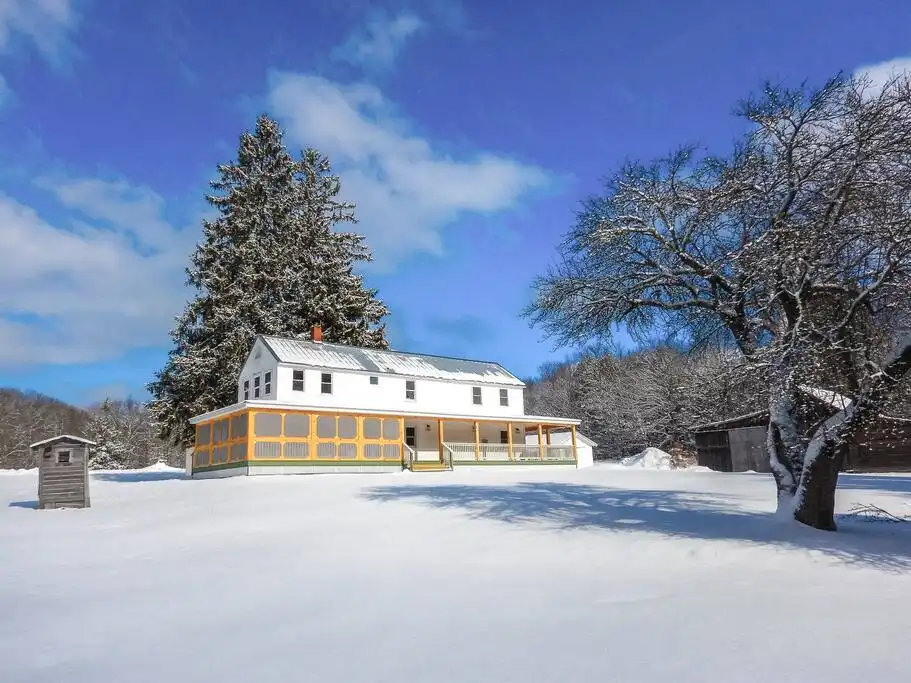 winter at French Woods Farmhouse and our apple tree - French Woods Farmhouse - Catskills - Hancock