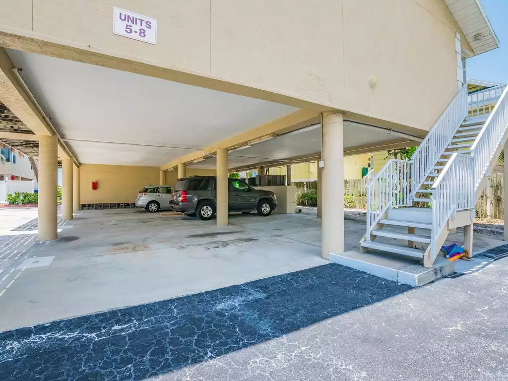 Reserved parking & stairs to access condo.