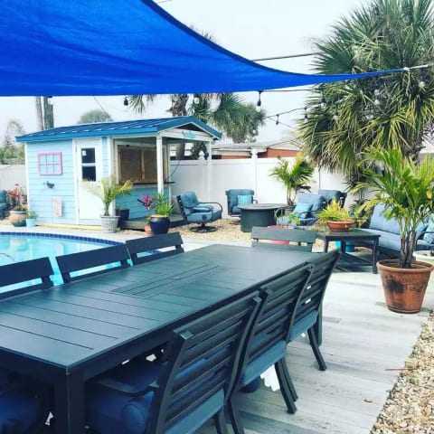 Under cover dining table for 8