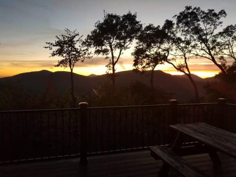 Sunset off the right side of the deck.