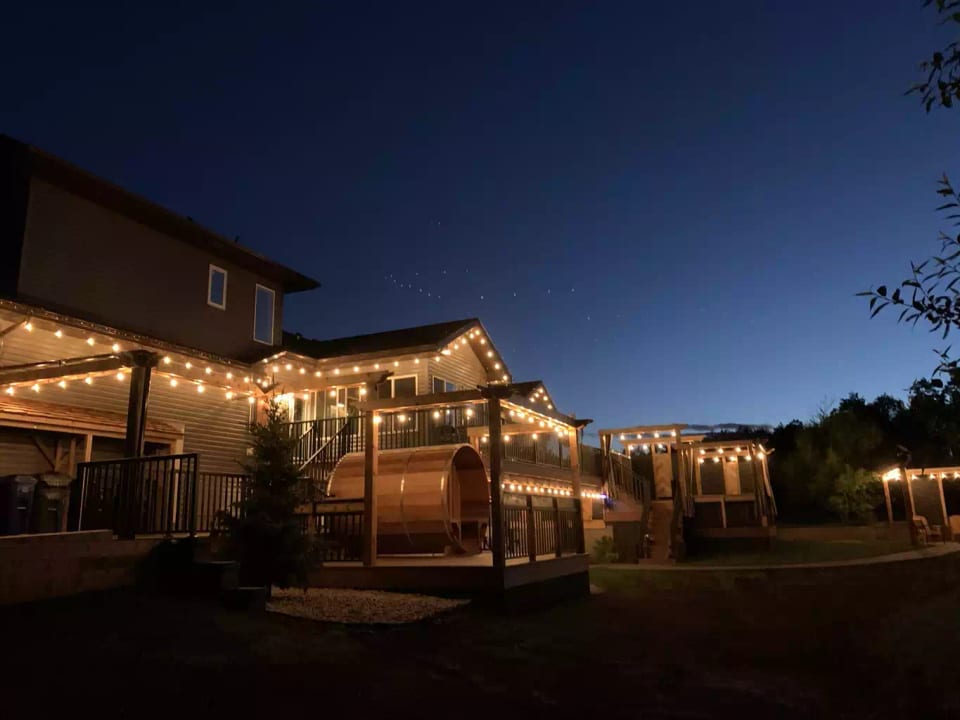 SAUNA AND DECKS. MAKE SURE YOU PLAN TO SPEND SOME TIME IN THE TUB, SAUNA OR POOL.