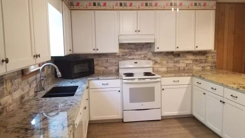 The Chaika kitchen got a whole redo in 2021 with granite counters, new facing, new drawers, and new backsplash.