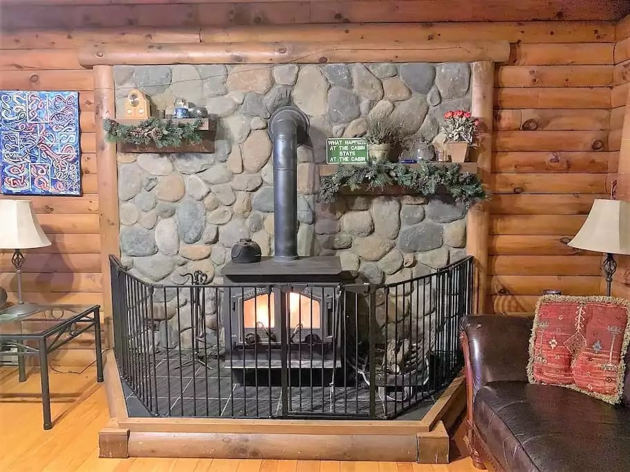 We greet you with a wood fire going.