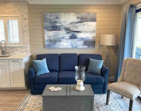 An HGTV featured decorator just completed a 100% NEW renovation on April 2023 - featuring luxurious Coastal Décor, utilizing a soothing Sand & Sea Color Palette!