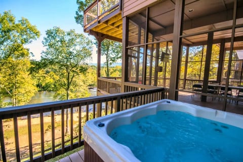 Large modern hot tub for upwards of 8 adults