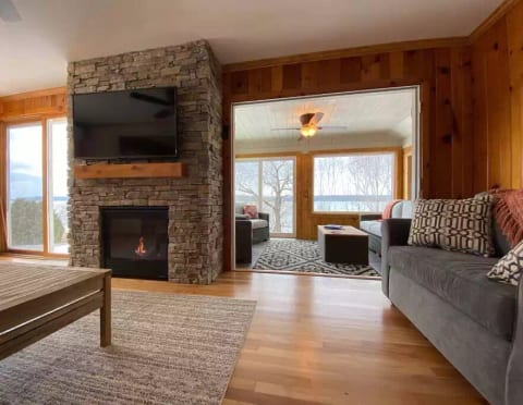 Cozy up for a fire with our easy to use gas fireplace