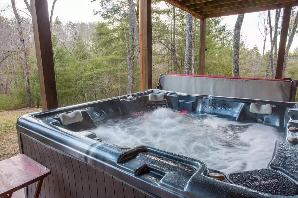 Relax and kick back in this oversized hot tub.