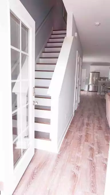 Stairs leading to 3 bedrooms and bathroom. - Private Home/Beach/Bases/Fire pit/Wi-Fi/Grill - Norfolk