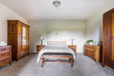 Queen Tempur-Pedic memory foam mattress and plenty of storage space