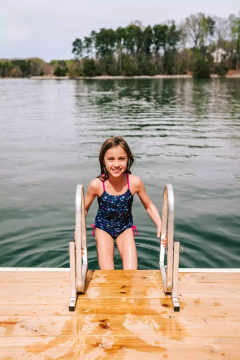 a ladder to easily get in and out of the water